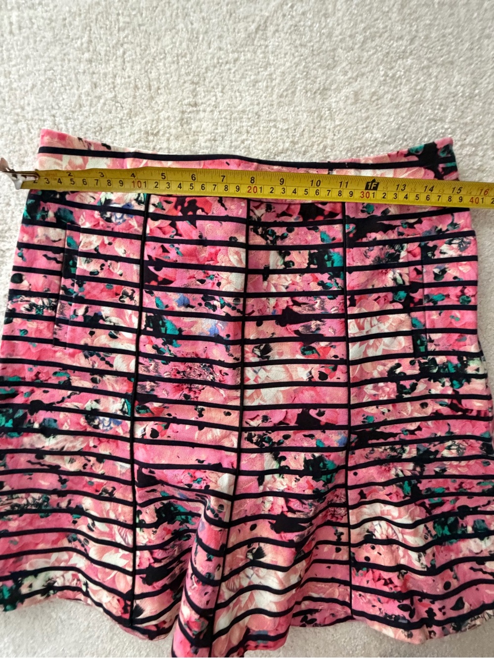 Floral Striped Pink A-Line Skirt